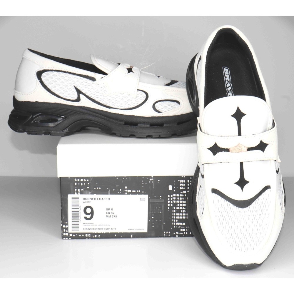 Bravest Studios White Runner Loafers Slip On-Shoes Y2K Goth Chunky Mens Size 9